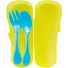 Kit Talheres Infantil Bebê Neon Azul Com Estojo Buba 5411