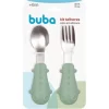 Kit Alimentação Talheres Infantil Cabo Em Silicone Verde Buba