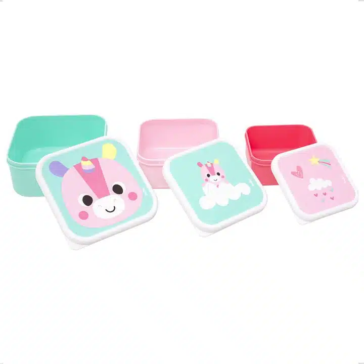 Kit 3 Potinhos Unicornio Bubazoo Lanche Lancheira Infantil - Image 2