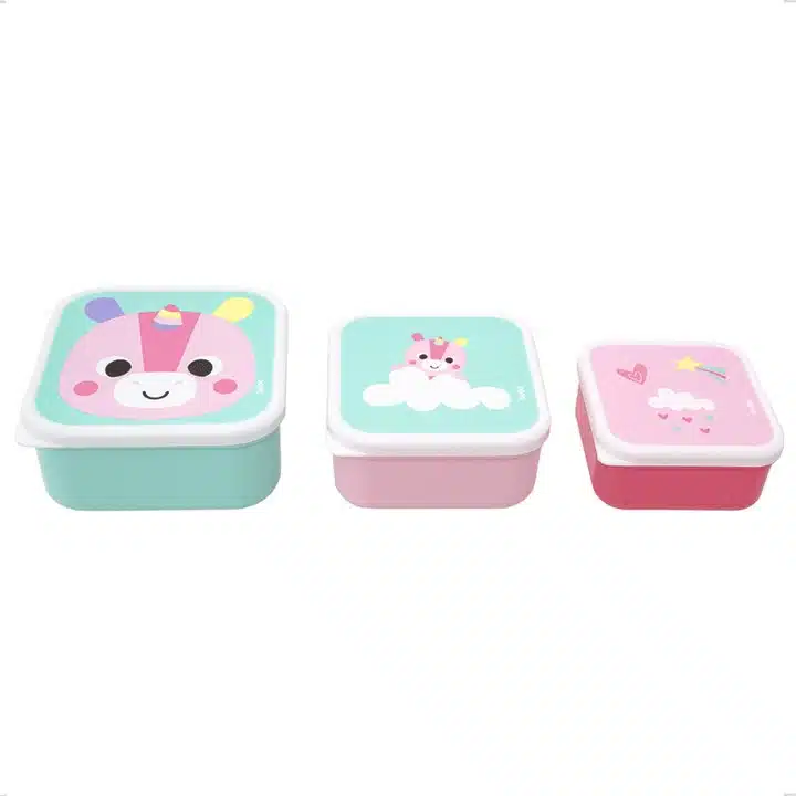 Kit 3 Potinhos Unicornio Bubazoo Lanche Lancheira Infantil - Image 3
