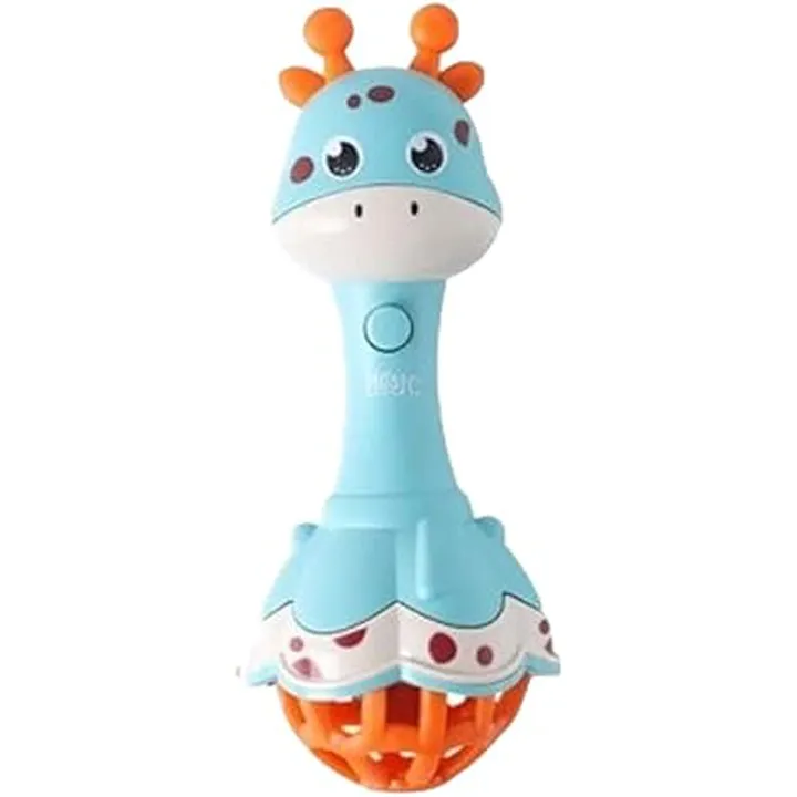 Chocalho Mordedor Musical Divertido Girafa 3 meses + Azul