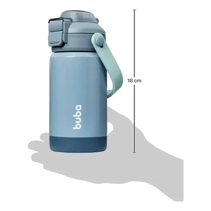 Copo Térmico Parede Dupla C/ Canudo E Bico 360ml Azul - Buba - Imagem 3