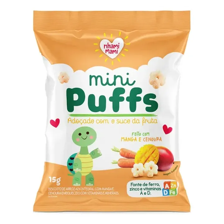 Mini Puffs Snack P/crianças Manga E Cenoura 15g -nhamimami
