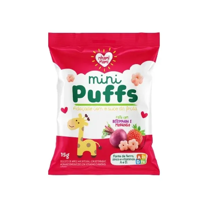 Snack Infantil Puff Beterraba/morango Nhami Mami 15g
